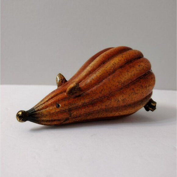 Pumpkin Gourd-Shape Hedgehog or Mouse Figurine, 5" Orange Resin Animal Statue - Picture 4 of 9